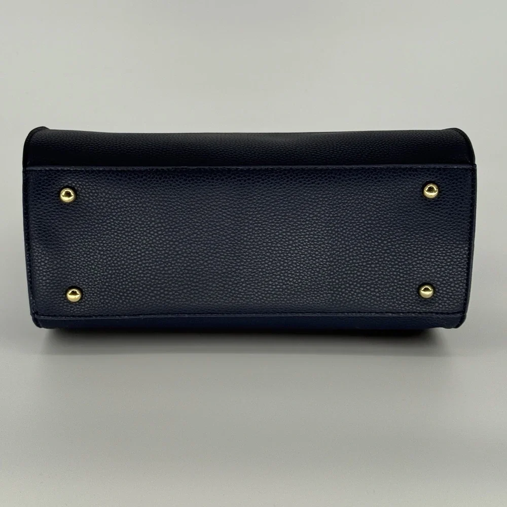Studio Badgley Mischka Navy Vegan Leather Satchel Bag Top Handle‎ Charm $129